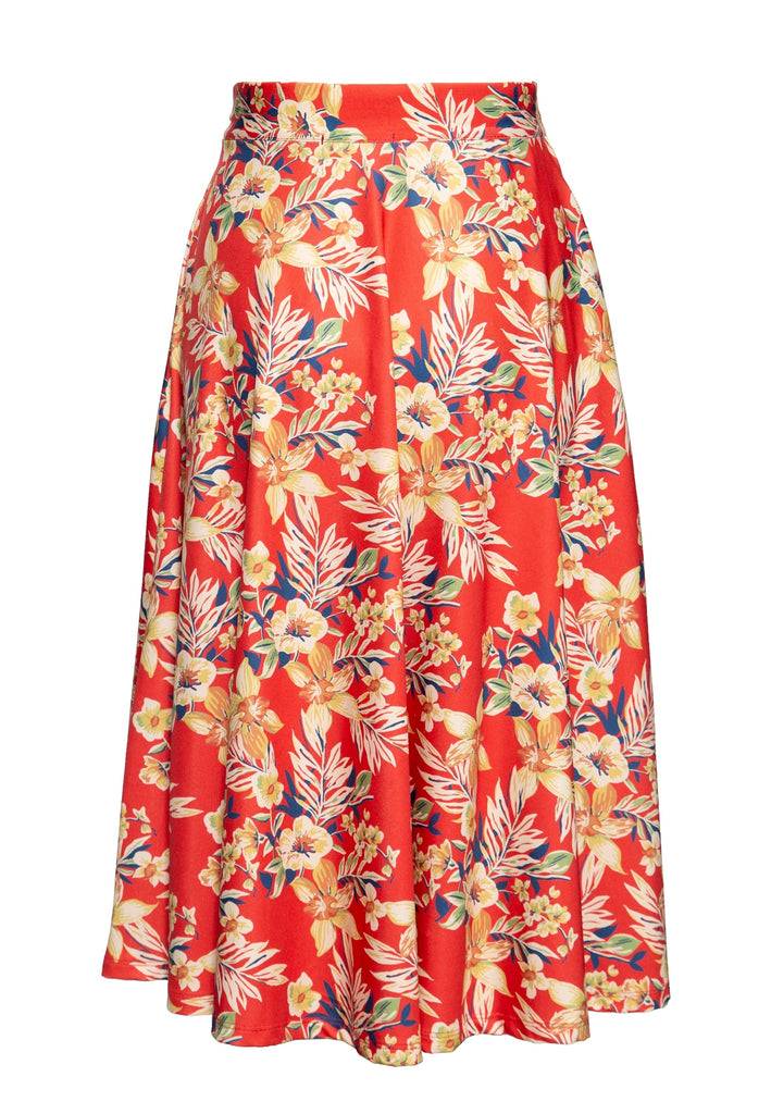 Queen Kerosin Swing Rock mit tropischen All-over-Print «Hawaii Red» Neueste Stile