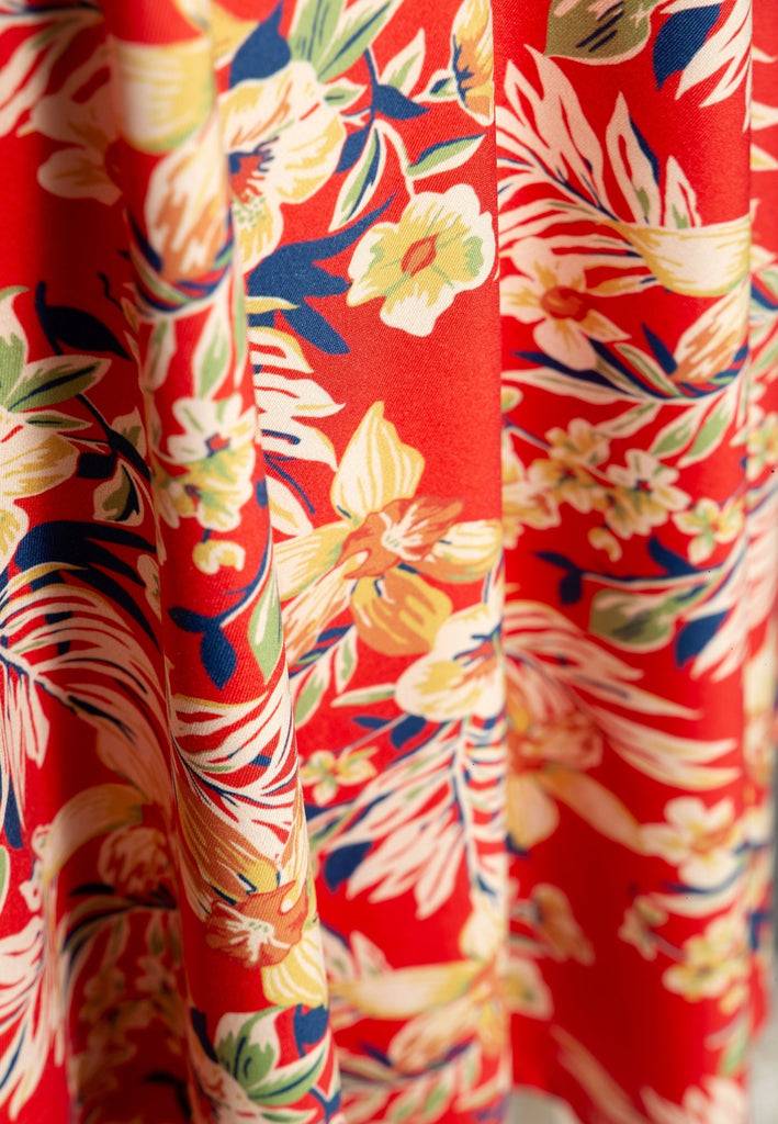Queen Kerosin Swing Rock mit tropischen All-over-Print «Hawaii Red» Neueste Stile