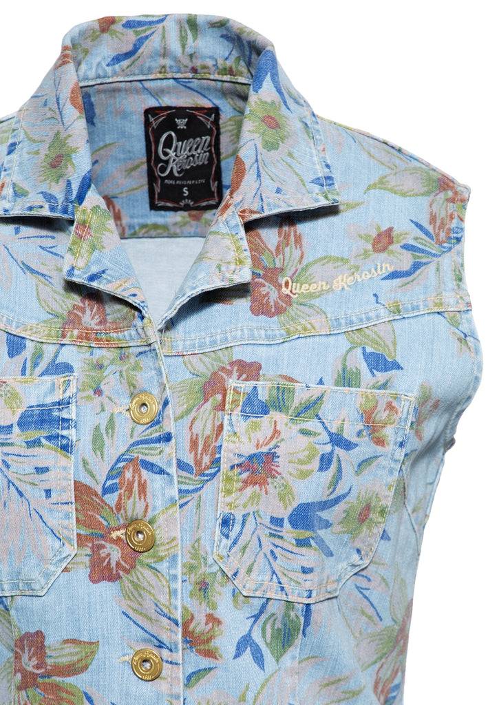 Queen Kerosin Denim Workwear Swing Kleid «Hawaii» Bis zu 60% Rabatt