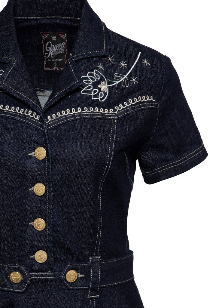Queen Kerosin Western Swing Kleid mit Stickerei Bis zu 55% Rabatt