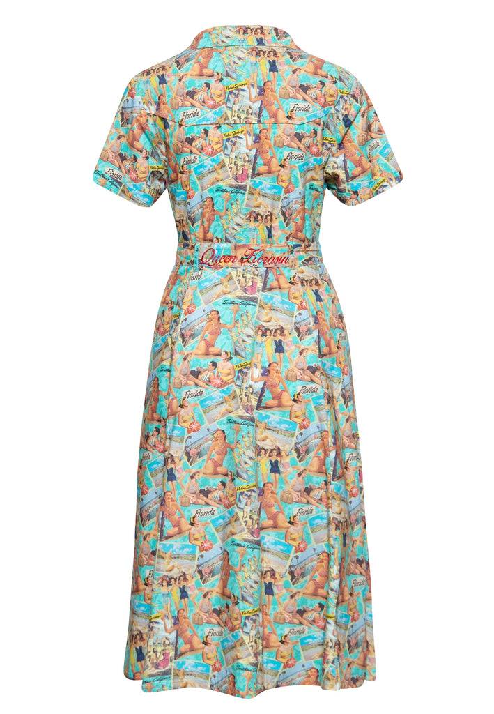 Queen Kerosin Swing Kleid «Blue Heaven» Super Rabatt