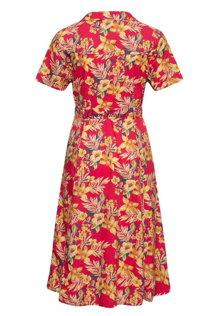 Queen Kerosin Swing Kleid «Hawaii Red» Riesige Rabatte