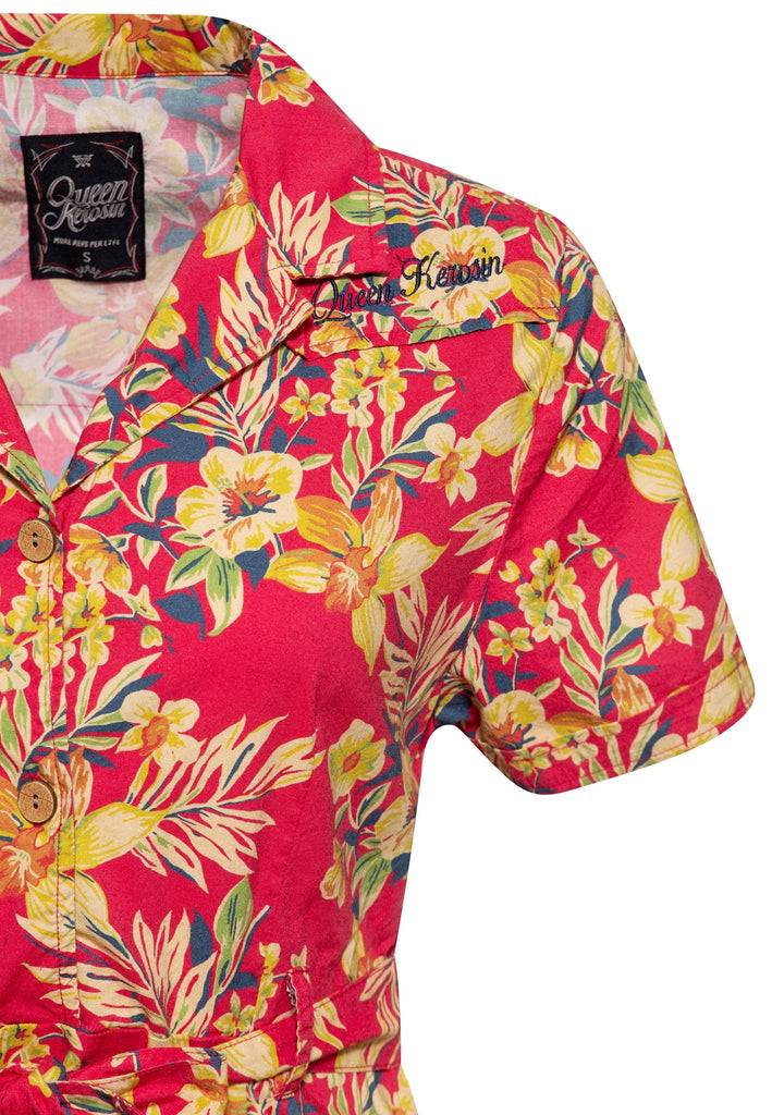 Queen Kerosin Swing Kleid «Hawaii Red» Riesige Rabatte