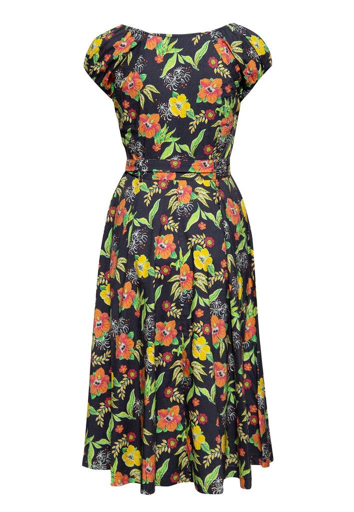 Queen Kerosin Swing Kleid «Hibiskus Black» Clearance-Verkauf