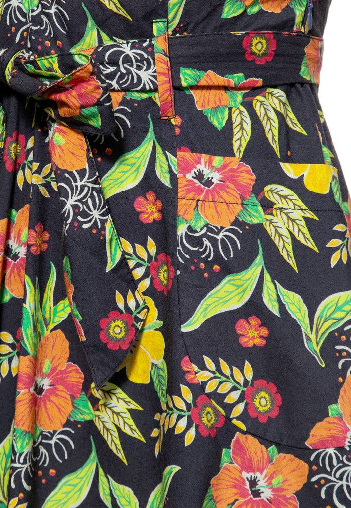 Queen Kerosin Swing Kleid «Hibiskus Black» Clearance-Verkauf