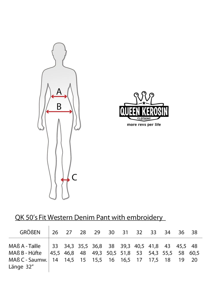 Queen Kerosin 50's Fit Western Jeans 50% Rabatt für begrenzte Zeit