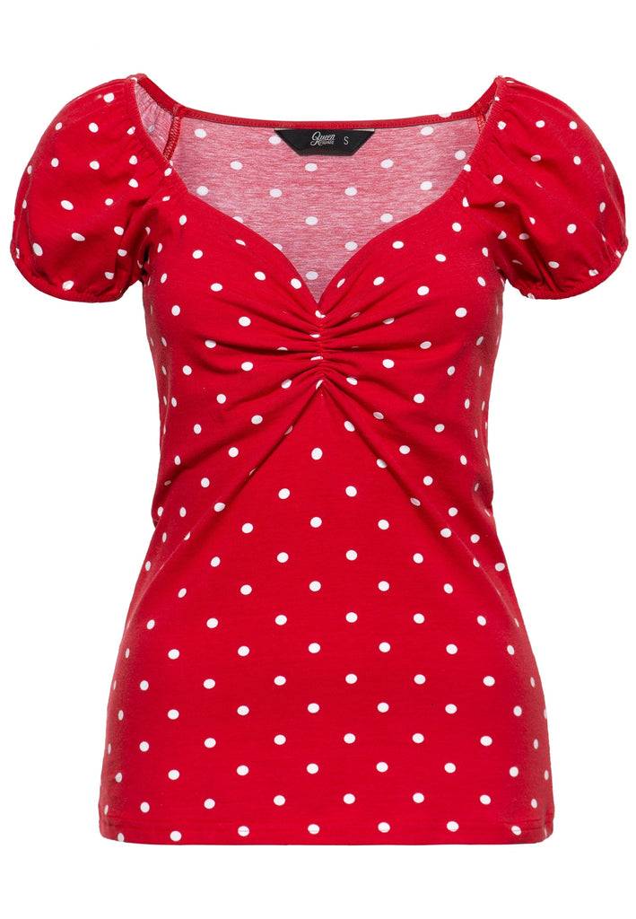 Queen Kerosin Top mit Polka-Dots Auslauf