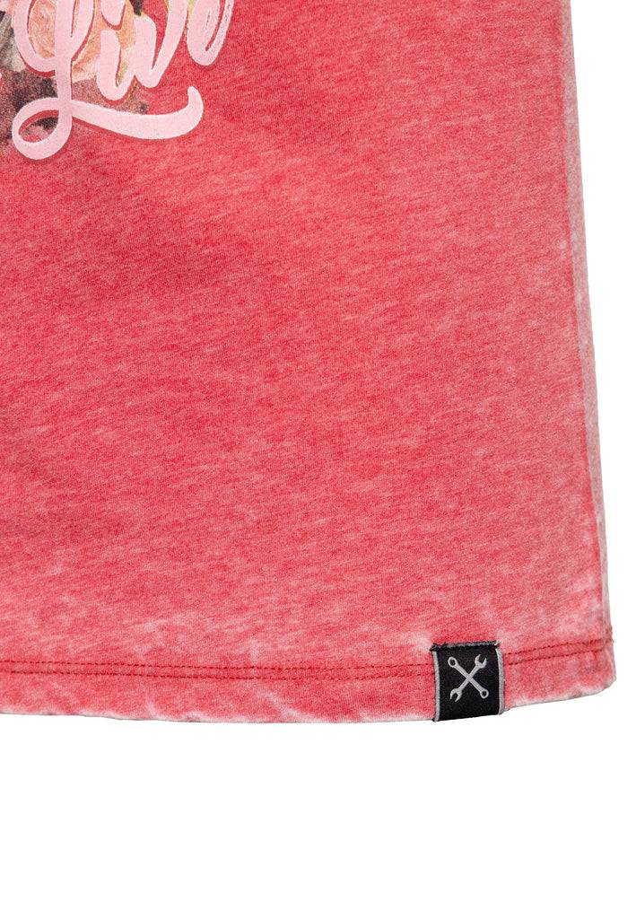 Queen Kerosin Roll-Up Sleeve T-Shirt «Ride to Live» Hotsell