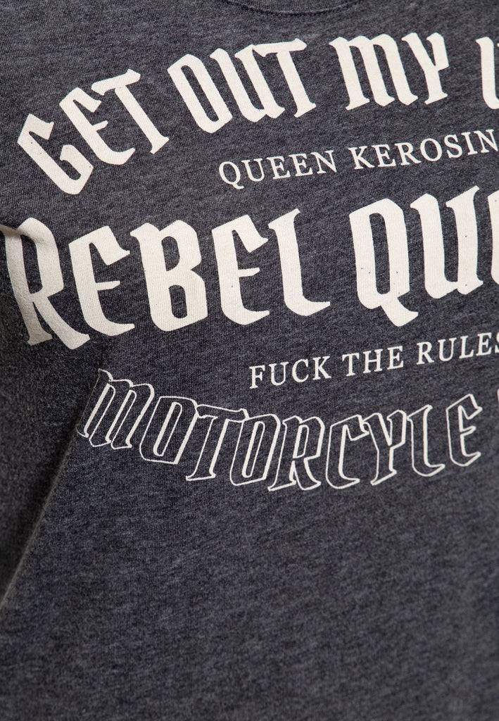 Queen Kerosin Roll-Up Sleeve T-Shirt «Rebel Queens Motorcycle Gang» Schlussverkauf