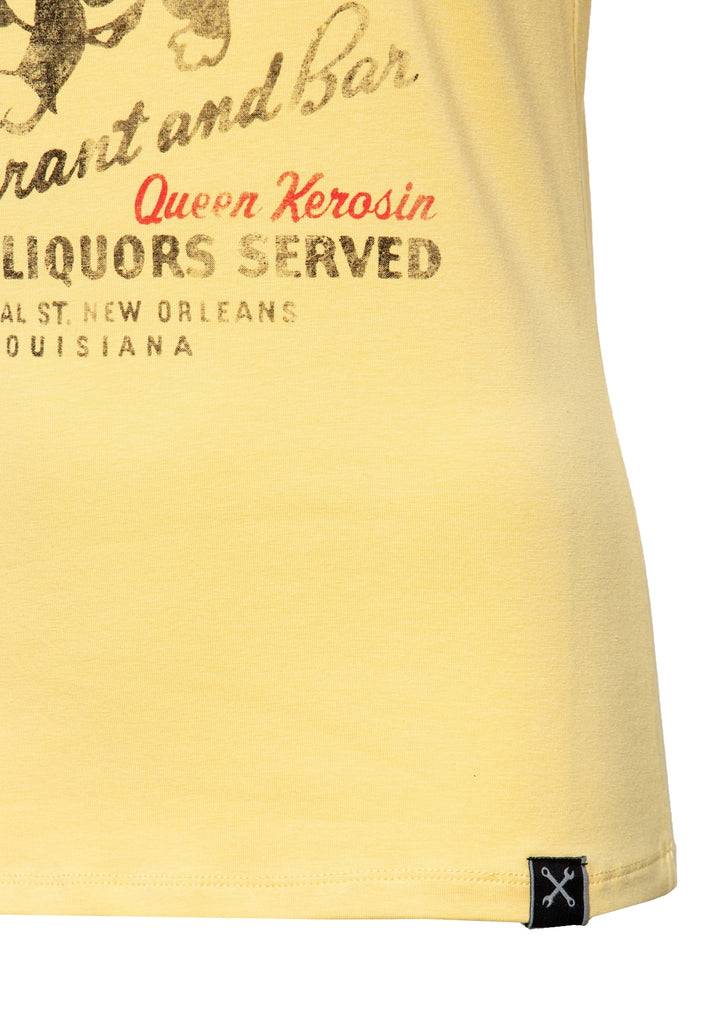 Queen Kerosin Print T-Shirt «Black Pussy Cat» Kostenloser Versand