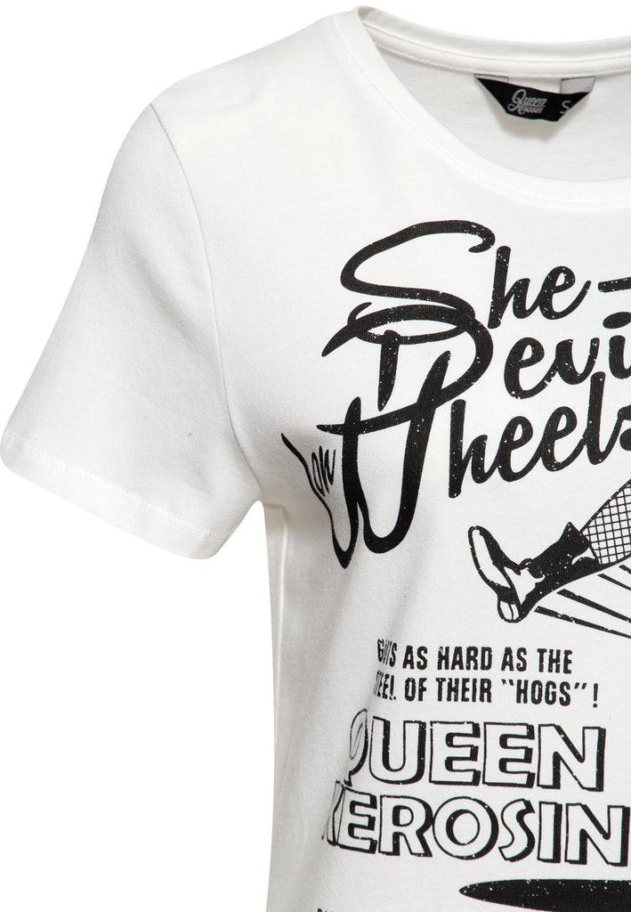 Queen Kerosin Print T-Shirt «She devils on wheels» Limitierter Zeitrabatt