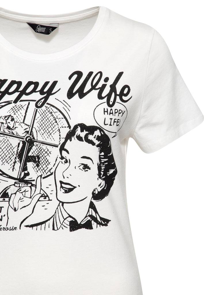 Queen Kerosin Print T-Shirt «Happy Wife» Fabrik Onlineshop