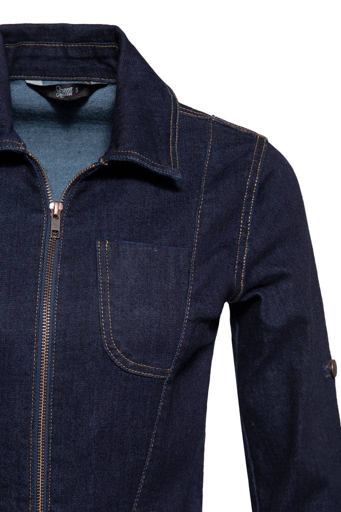 Queen Kerosin Denim Workwear Pencil Kleid Neueste Mode