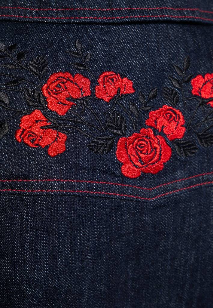 Queen Kerosin Western Pencil Kleid «Roses» Exklusive Angebote