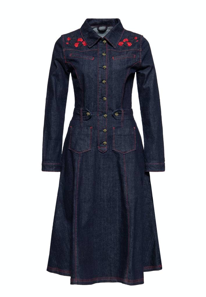 Queen Kerosin Western Swing Kleid «Roses» Große Rabatte
