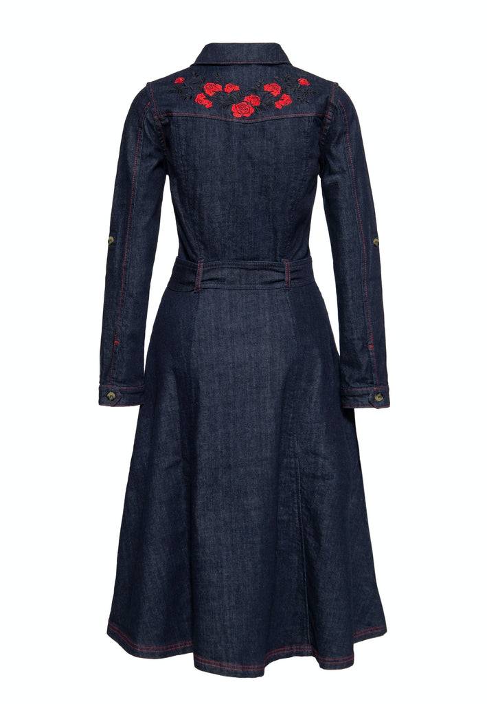 Queen Kerosin Western Swing Kleid «Roses» Große Rabatte