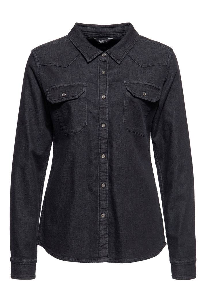Queen Kerosin Washed Joggdenim Shirt «Snake Girl» Saisonale Angebote