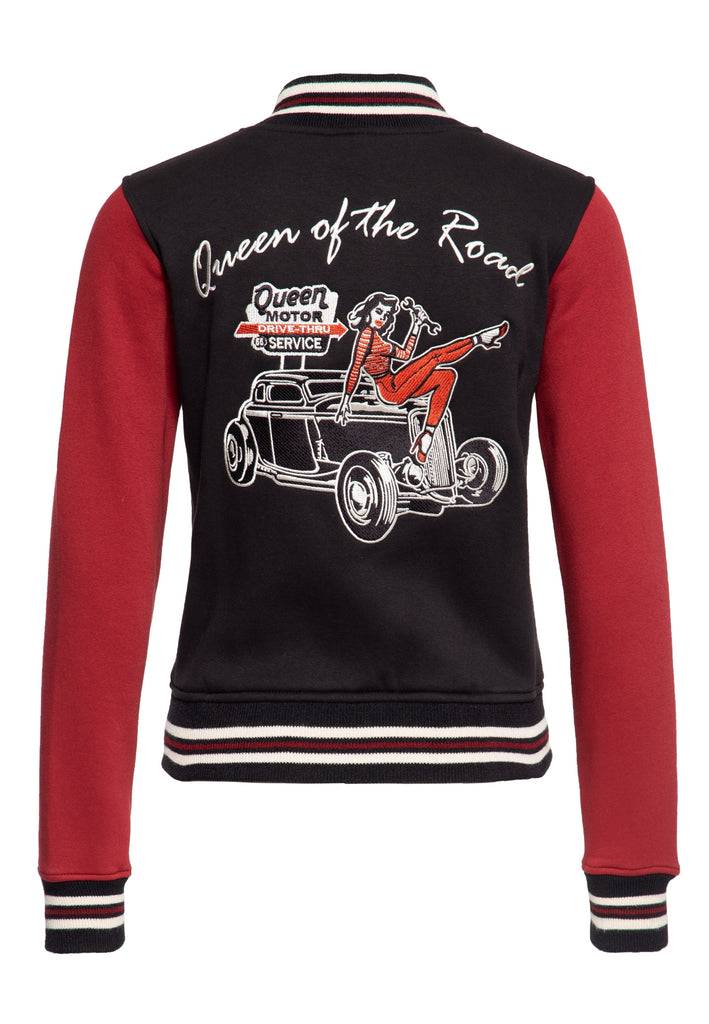 Queen Kerosin College Sweatjacke «Queen of the Road» Räumungsverkauf