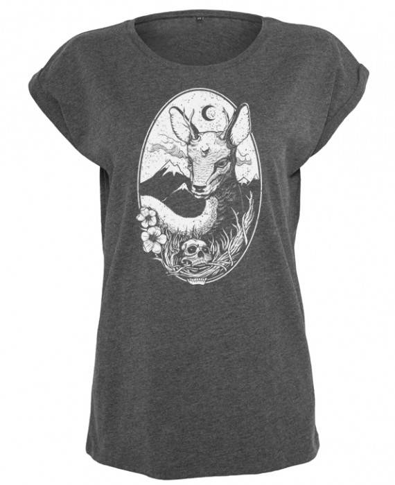Rebel Rockers Deer Girl Loosefit Tee dark greyheather Fabrikverkauf