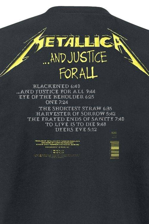EMP " And Justice For All - Tracklist" T-Shirt schwarz von Metallica Schlussverkauf