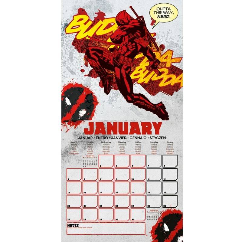 EMP "Wandkalender 2025" Kalenderbuch multicolor von Deadpool Nur noch ein Tag übrig