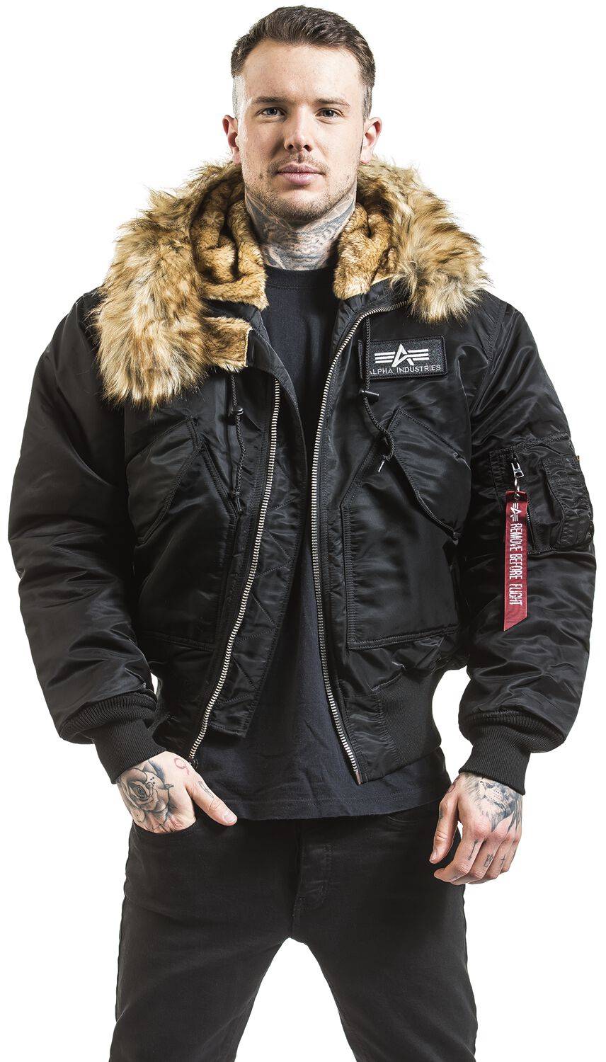 EMP "45P Hooded Custom" Winterjacke schwarz von Alpha Industries Auslauf
