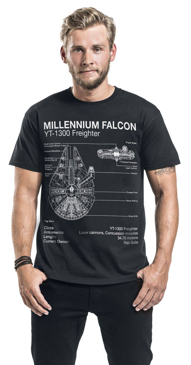 EMP "Millenium Falcon Sketch" T-Shirt schwarz von Star Wars Online