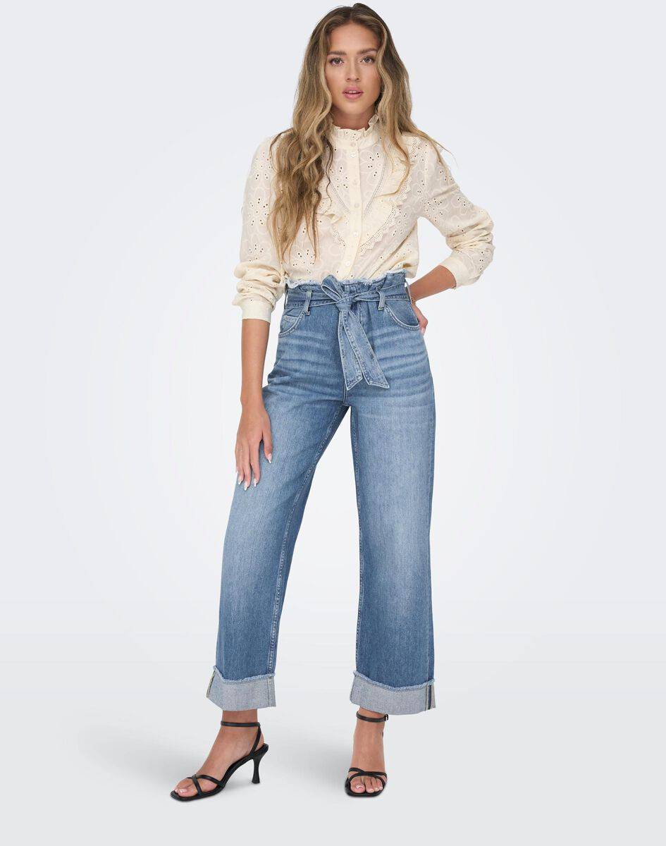 EMP "Onlmaddie Ex HW Wide Belt Fold UP DNM" Jeans blau von Only Schlussverkauf