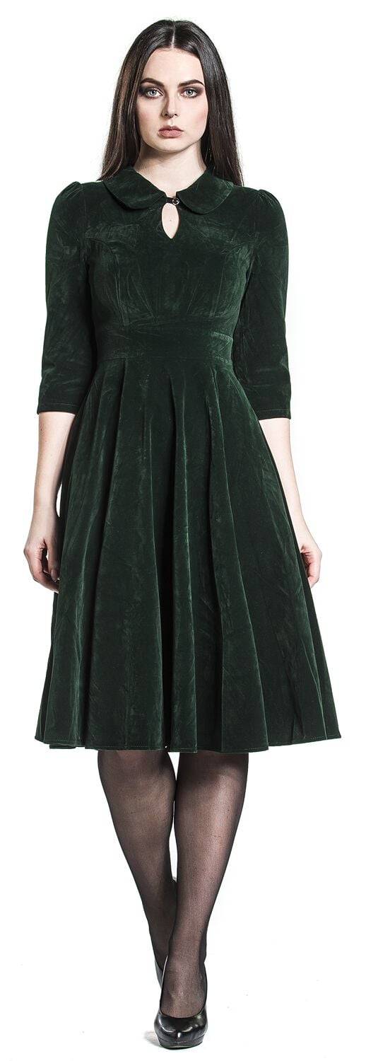 EMP "Glamorous Velvet Tea Dress" Mittellanges Kleid dunkelgrün von H&R London Fabrikverkauf