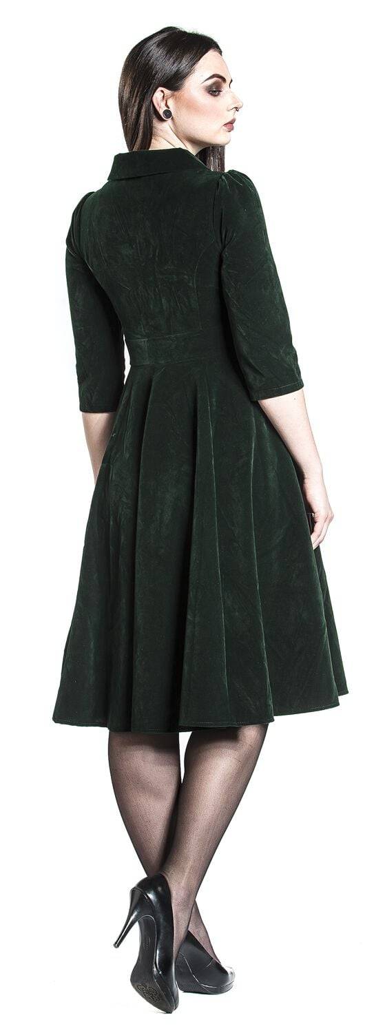 EMP "Glamorous Velvet Tea Dress" Mittellanges Kleid dunkelgrün von H&R London Fabrikverkauf