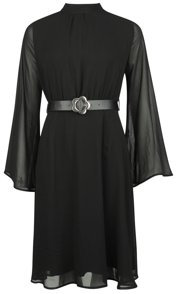 EMP "60s Sheer Layer Belted Dress" Mittellanges Kleid schwarz von Voodoo Vixen