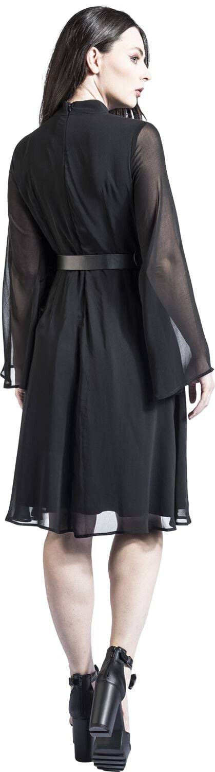 EMP "60s Sheer Layer Belted Dress" Mittellanges Kleid schwarz von Voodoo Vixen Verkauf