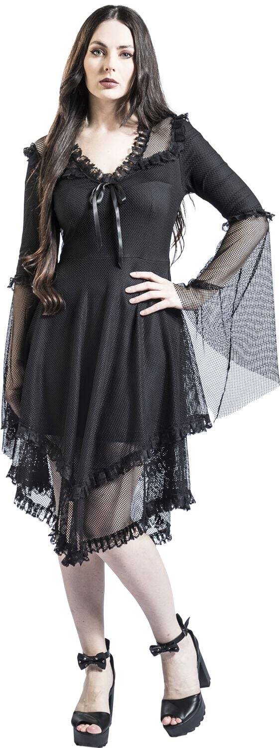 EMP "Fishnet Flared Dress" Mittellanges Kleid schwarz von Jawbreaker Hotsell