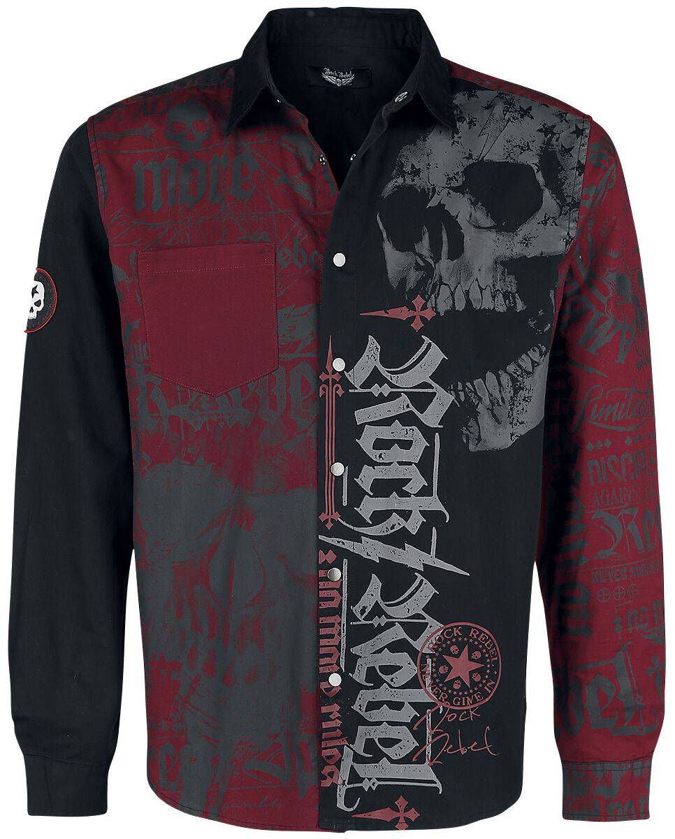 EMP Langarmhemd schwarz/rot von Rock Rebel by EMP