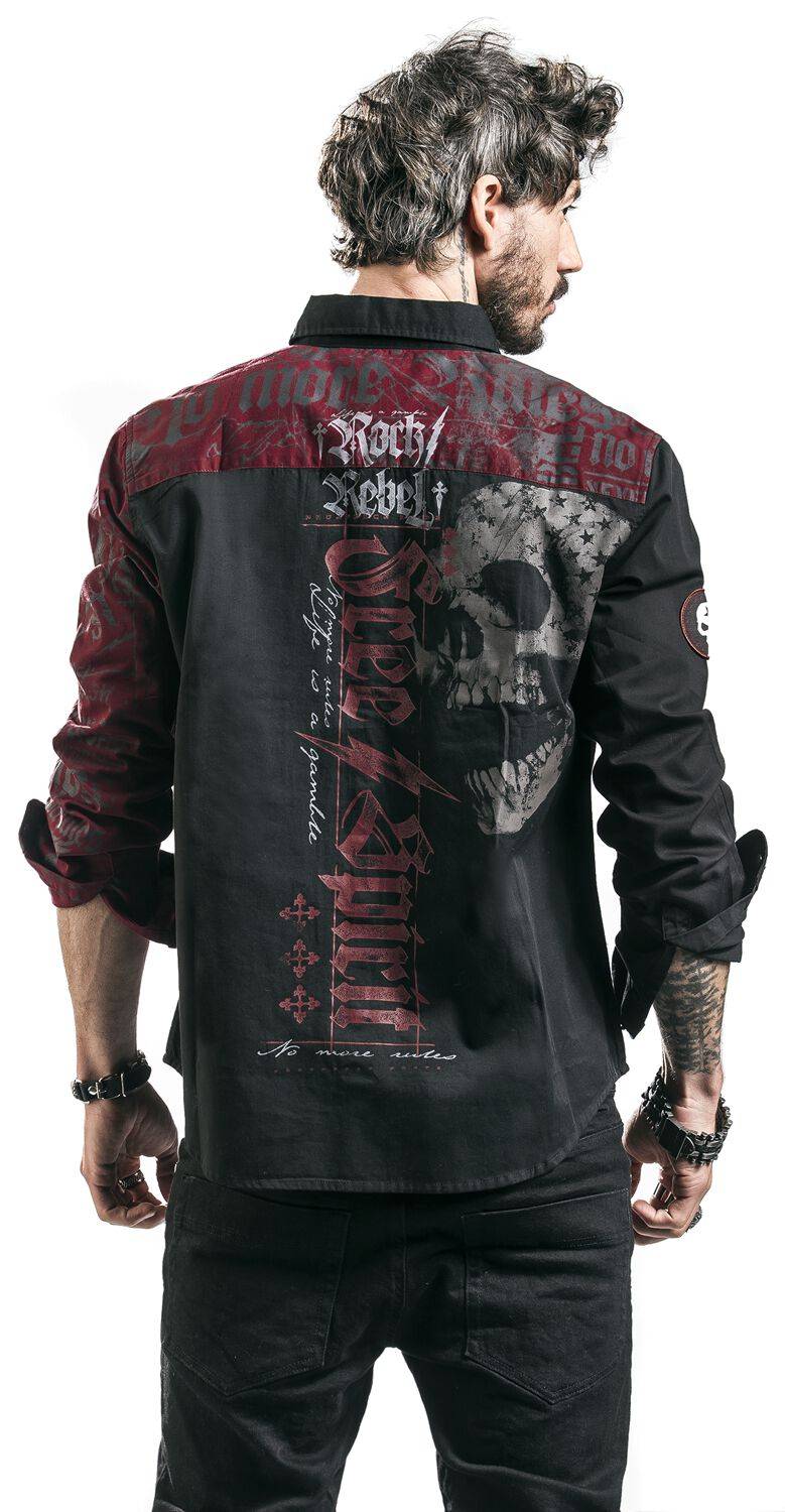 EMP Langarmhemd schwarz/rot von Rock Rebel by EMP im Angebot