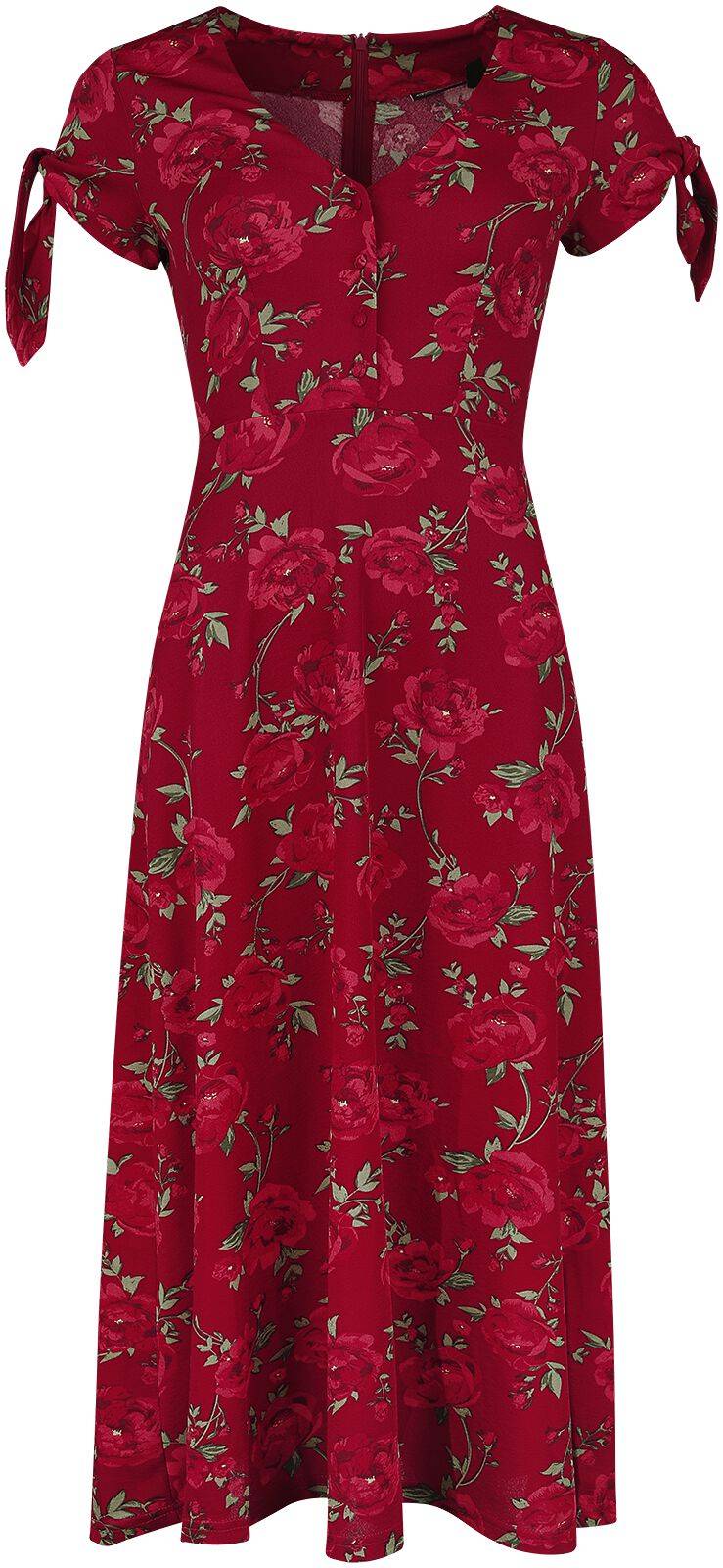 EMP "V Neck Flared Dress" Langes Kleid rot von Voodoo Vixen