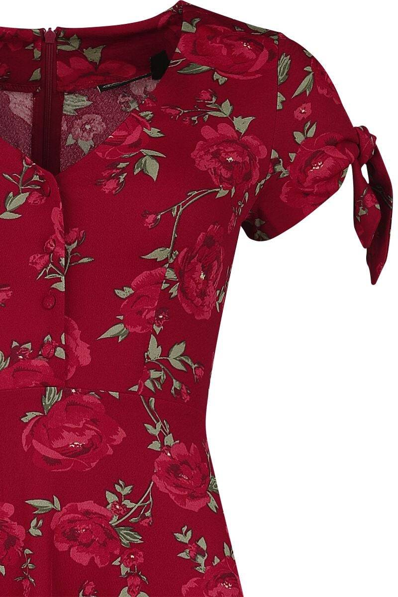 EMP "V Neck Flared Dress" Langes Kleid rot von Voodoo Vixen Meist gekauft
