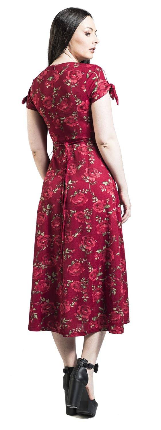 EMP "V Neck Flared Dress" Langes Kleid rot von Voodoo Vixen Meist gekauft