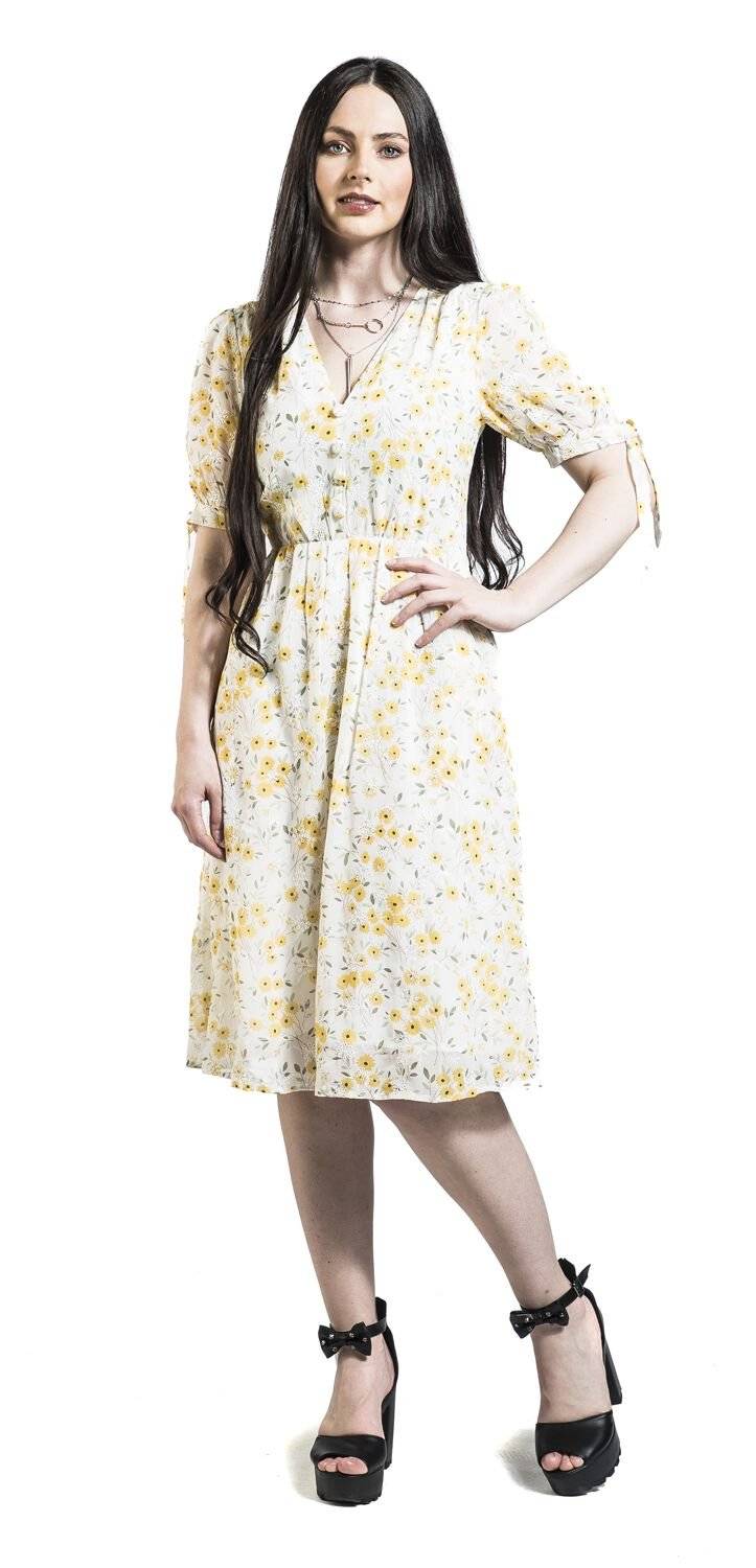 EMP "Tie Sleeve Floral Print And Emb Chiffon Flare Dress" Mittellanges Kleid multicolor von Voodoo Vixen 2025