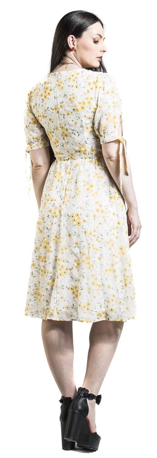 EMP "Tie Sleeve Floral Print And Emb Chiffon Flare Dress" Mittellanges Kleid multicolor von Voodoo Vixen 2025