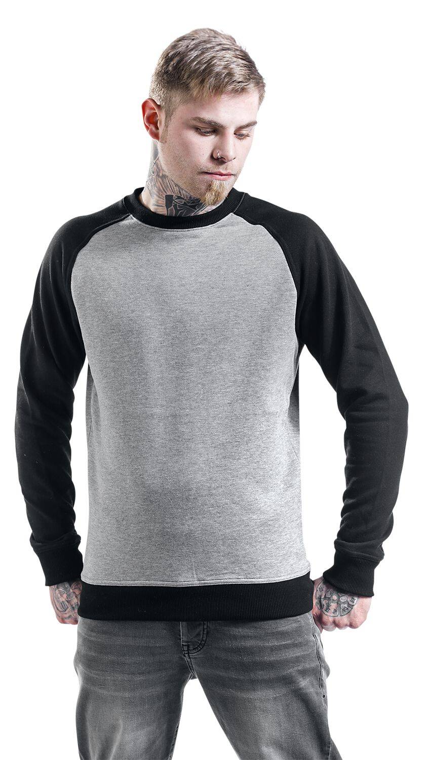 EMP "2-Tone Raglan Crewneck" Sweatshirt grau/schwarz von Urban Classics im Angebot