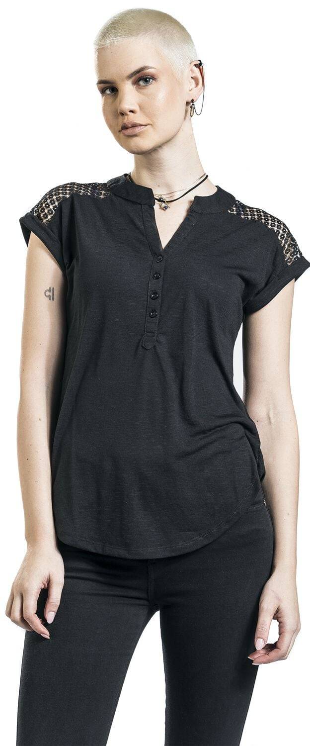 EMP "Heeze - Back Lace Wide Slub Jersey Tee" T-Shirt schwarz von Rotterdamned Meist gekauft