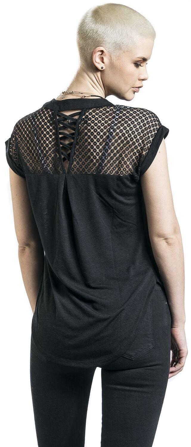 EMP "Heeze - Back Lace Wide Slub Jersey Tee" T-Shirt schwarz von Rotterdamned Meist gekauft