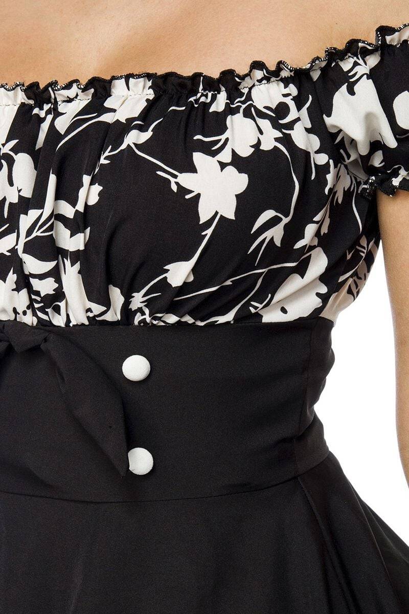 EMP "Schulterfreies Swing-Kleid" Mittellanges Kleid schwarz/weiß von Belsira Fabrikverkauf