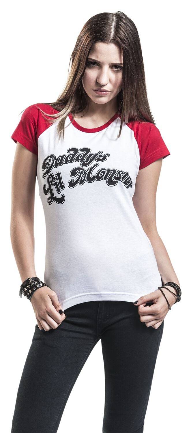 EMP "Daddy's Lil' Monster" T-Shirt weiß/rot von Suicide Squad Schlussverkauf