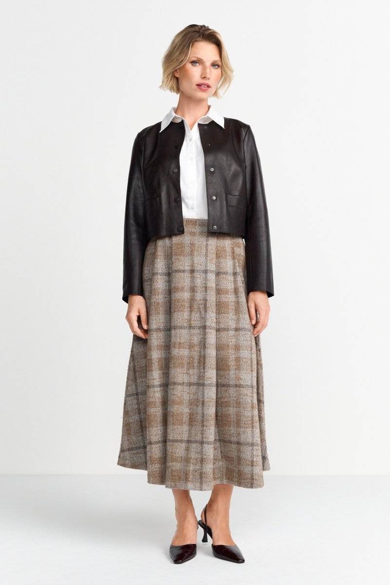 Eich & Royal Kurze Lederjacke mit Druckknöpfen Günstiger Verkauf