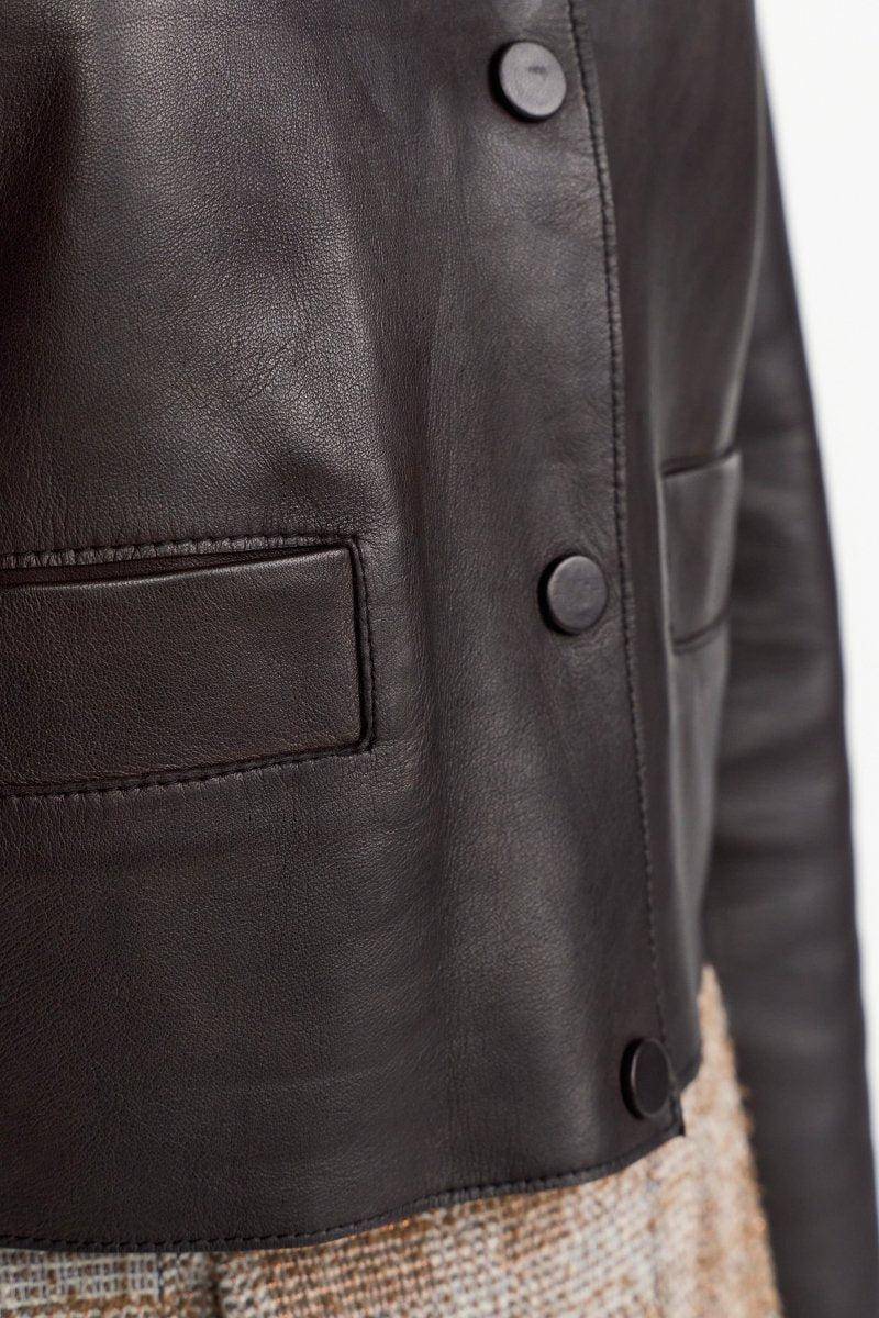 Eich & Royal Kurze Lederjacke mit Druckknöpfen Günstiger Verkauf