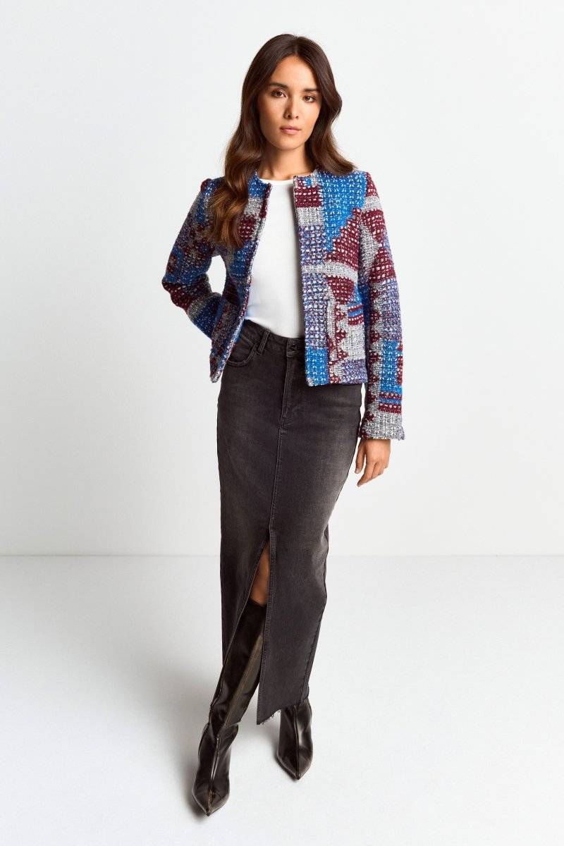 Eich & Royal Mehrfarbige Bouclé-Jacke Schlussverkauf