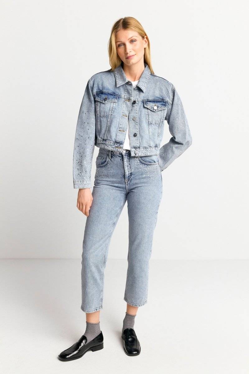 Eich & Royal Denim-Jacke mit Strassdetails 50% Rabatt mit kostenlosem Versand