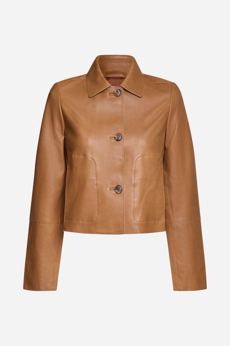 Eich & Royal Kurze Lederjacke mit Kragen Günstiger Verkauf